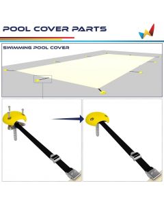 Real Scene Effect of Windscreen4less Pool Cover Fixed Straps Set for Inground Pool Safety Covers Tighten Bolts Plates Included