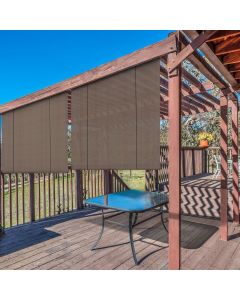 Real Scene Effect of Windscreen4less Custom Exterior Roller Shade Blinds Outdoor Roll Up Shade with 90% UV Protection Privacy for Deck Backyard Gazebo Pergola Balcony Patio Porch Carport 4-8ft W x 5-15ft H Brown 165GSM (3 Year Warranty)