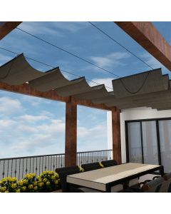 Real Scene Effect of Windscreen4less Retractable Shade Canopy Replacement Cover for Pergola Frame Slide on Wire Cable Wave Drop Shade Cover Shade Sail Awning for Patio Deck Yard Porch 7ft W x 16ft L Brown (3 Year Warranty)-Custom Sizes Available