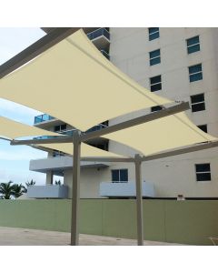 Real Scene Effect of Windscreen4less Terylene Waterproof Custom Size 5-24ft x 5-24ft Rectangle Curve Edge Sun Shade Sail Canopy in Color Beige for Outdoor Patio Backyard Canopy Sail (3 Year Warranty)