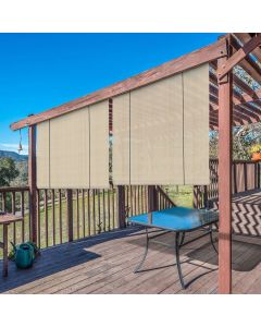 Real Scene Effect of Windscreen4less Exterior Roller Shade Blinds Outdoor Roll Up Shade with 90% UV Protection Privacy for Deck Backyard Gazebo Pergola Balcony Patio Porch Carport 7ft W x 6ft H Beige 165GSM (3 Year Warranty)-Custom Sizes Available(Customized) 