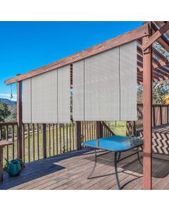 Real Scene Effect of Windscreen4less Exterior Roller Shade Blinds Outdoor Roll Up Shade with 90% UV Protection Privacy for Deck Backyard Gazebo Pergola Balcony Patio Porch Carport 7ft W x 6ft H Light Gray 165GSM (3 Year Warranty)-Custom Sizes Available(Customized) 