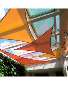 Real Scene Effect of Windscreen4less 16ft x 16ft x 16ft Triangle Curve Edge Sun Shade Sail Canopy in Color Orange for Outdoor Patio Backyard UV Block Awning with Steel D-Rings 180GSM (3 Year Warranty) - Customized Sizes Available