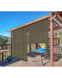 Real Scene Effect of Windscreen4less Exterior Roller Shade Blinds Outdoor Roll Up Shade with 90% UV Protection Privacy for Deck Backyard Gazebo Pergola Balcony Patio Porch Carport 4ft W x 6ft H Brown Hollow 165GSM (3 Year Warranty)-Custom Sizes Available