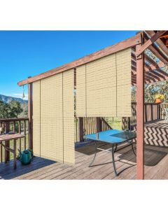 Real Scene Effect of Windscreen4less Exterior Roller Shade Blinds Outdoor Roll Up Shade with 90% UV Protection Privacy for Deck Backyard Gazebo Pergola Balcony Patio Porch Carport 8ft W x 6ft H Beige Hollow 165GSM (3 Year Warranty)-Custom Sizes Available(Customized) 