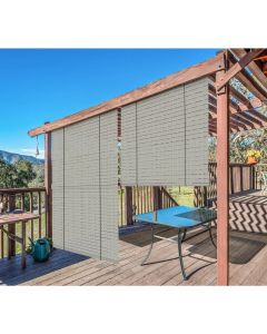Real Scene Effect of Windscreen4less Exterior Roller Shade Blinds Outdoor Roll Up Shade with 90% UV Protection Privacy for Deck Backyard Gazebo Pergola Balcony Patio Porch Carport 7ft W x 6ft H Gray Hollow 165GSM (3 Year Warranty)-Custom Sizes Available(Customized) 