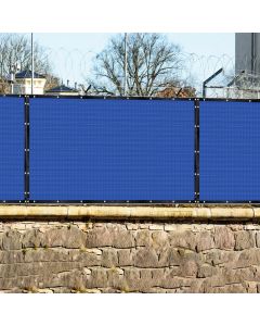 Real Scene Effect of Windscreen4less Custom Size 4-8ft x 1-320ft Heavy Duty Privacy Fence Screen in Color Blue with Brass Grommet 88% Blockage Windscreen Outdoor Mesh Fencing Cover Netting 150GSM Fabric w/3-Year Warranty