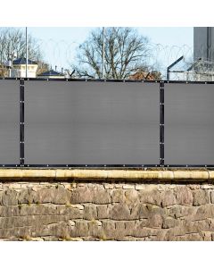 Real Scene Effect of Windscreen4less Custom Size 1-16ft x 1-90ft Heavy Duty Privacy Fence Screen in Color Gray with Brass Grommet 95% Blockage Windscreen Outdoor Mesh Fencing Cover Netting 240GSM Fabric w/7-Year Warranty