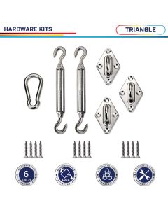 Windscreen4less Sun Shade Sail Hardware Kit - 6 Inches - Super Heavy Duty - For Triangle Sun Shade Sail