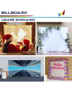 Real Scene Effect of Windscreen4less Size 6’x6’ Free Stand Backdrops Room Divider Partition Frame Stainless Steel Banner Poster Holder for Privacy Screen Background Events Party Birthday Adjustable