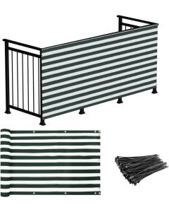 Real Scene Effect of Windscreen4less Custom Size 3ft x 1-320ft Green with White Strips Deck Balcony Privacy Screen for Deck Pool Fence Railings Apartment Balcony Privacy Screen for Patio Yard Porch Chain Link Fence Condo with Zip Ties (3 Year Warranty)-Custom Sizes Available