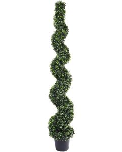 1 Pack 6ft Tall Artificial Boxwood Spiral Tree with Pot Fake Greenery Tree Decoration for Home Porch Office