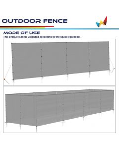 Real Scene Effect of Windscreen4less Grey 6'x24' Outdoor Fence Fencing Kit with Poles Ground Spikes Privacy Fence for Dog Yard Pool Garden Safety Chicken Fence Temporary Removable Stainless Steel Poles 