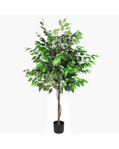 1 Pack 5ft Tall Artificial Ficus Tree with Pot Fake Greenery Tree Decoration for Home Porch Office