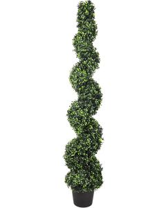 1 Pack 5ft Tall Artificial Boxwood Spiral Tree with Pot Fake Greenery Tree Decoration for Home Porch Office