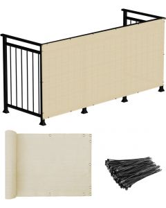 Real Scene Effect of Windscreen4less Custom Size 3ft x 1-320ft Beige Deck Balcony Privacy Screen for Deck Pool Fence Railings Apartment Balcony Privacy Screen for Patio Yard Porch Chain Link Fence Condo with Zip Ties (3 Year Warranty)-Custom Sizes Available