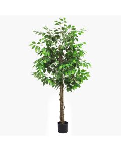1 Pack 6ft Tall Artificial Ficus Tree with Pot Fake Greenery Tree Decoration for Home Porch Office