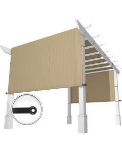 Windscreen4less custom size Sand 3-10ft x 4-40ft Outdoor Pergola Replacement Shade Cover Canopy for Patio Privacy Shade Screen Panel with Grommets on 2 Sides Includes Weighted Rods Breathable UV Block (3 Year Warranty)