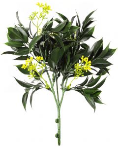 1 PC Artificial Bushes Plants Stems Faux Plant Greenery Decoration for Indoor Outdoor (Green Yellow)