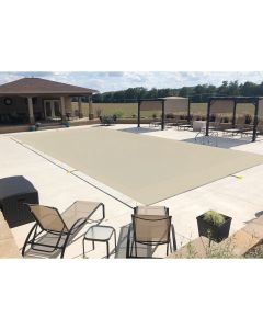Windscreen4less 18'x36' Beige Winter Pool Covers for Inground Swimming Pool Rectangle Mesh Safety Pool Covers for Backyard Yard Deck Patio Pool Wire Cable All Edges