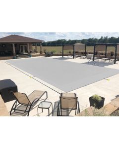 Windscreen4less 14'x24' Light Gray Winter Pool Covers for Inground Swimming Pool Rectangle Mesh Safety Pool Covers for Backyard Yard Deck Patio Pool Wire Cable All Edges 