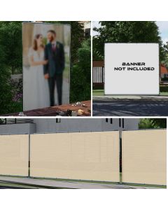 Real Scene Effect of Windscreen4less Size 4’x4’ 2’x6’ 6’x2’ Outdoor Backdrop Banner Sign Frame Stand Holder for Party Yard Birthday Advertising Privacy Fence Fencing Frame Free Standing Variable Sizes