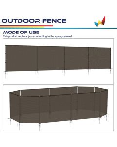 Real Scene Effect of Windscreen4less Brown 4'x24' Outdoor Fence Fencing Kit with Poles Ground Spikes Privacy Fence for Dog Yard Pool Garden Safety Chicken Fence Temporary Removable Stainless Steel Poles(Customized) 