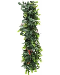 2 Pcs Artificial Faux Hanging Plants Fake Vines Leaf Decoration for Home Garden Office Party Indoor Outdoor (Dark Green Red)