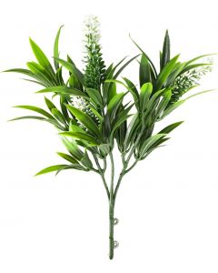 1 PC Artificial Bushes Plants Stems Faux Plant Greenery Decoration for Indoor Outdoor (Green White)