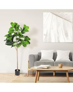 Real Scene Effect of 1 Pack 5ft Tall Artificial Fiddle Leaf Fig Tree with Pot Fake Greenery Tree Decoration for Home Porch Office