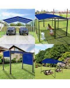 Real Scene Effect of Windscreen4less Custom Size 2-24ft x 2-24ft Rectangle Straight Edge Sun Shade Sail Canopy With Grommets in Color Blue for Outdoor Patio Backyard UV Block Awning with Steel D-Rings 180GSM (3 Year Warranty)