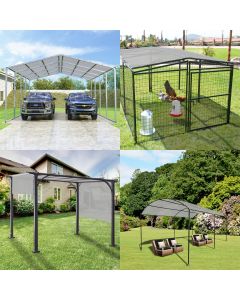 Real Scene Effect of Windscreen4less Custom Size 2-24ft x 2-40ft Rectangle Straight Edge Sun Shade Sail Canopy With Grommets in Color Light Gray for Outdoor Patio Backyard UV Block Awning with Steel D-Rings 240GSM (3 Year Warranty)