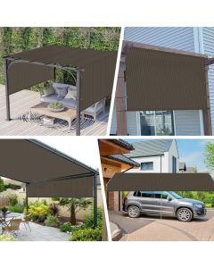 Real Scene Effect of Windscreen4less Brown 10ft. W x 16ft. H Outdoor Sun Shade Panel Universal Pergola Replacement Cover Canopy with Grommets Weight Rods Sun Block Cover for Patio Backyard 180GSM (3 Year Warranty)-Custom Sizes Available