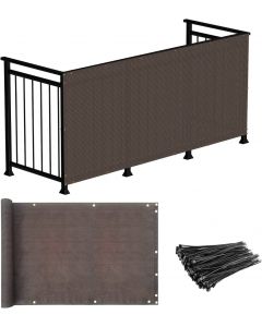 Real Scene Effect of Windscreen4less Custom Size 3ft x 1-320ft Brown Deck Balcony Privacy Screen for Deck Pool Fence Railings Apartment Balcony Privacy Screen for Patio Yard Porch Chain Link Fence Condo with Zip Ties (3 Year Warranty)-Custom Sizes Available