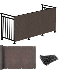 Real Scene Effect of Windscreen4less Custom Size 2.5 - 3ft x 1-300ft Brown Deck Balcony Privacy Screen for Deck Pool Fence Railings Apartment Balcony Privacy Screen for Patio Yard Porch Chain Link Fence Condo with Zip Ties (3 Year Warranty)-Custom Sizes Available