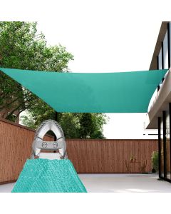 Real Scene Effect of Windscreen4less Steel Wired Turquoise Green Rectangle 20ft x 20ft A-Ring Reinforcement Heavy Duty Strengthen Durable(260GSM)-Galvanized Cable Enhanced Large Sun Shade Sail - 7 Year Warranty