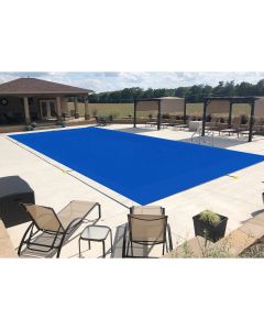 Windscreen4less Blue Custom Size 8-24ft W x 8-50ft L Winter Pool Covers for Inground Swimming Pool Rectangle Mesh Safety Pool Covers for Backyard Yard Deck Patio Pool Wire Cable All Edges (3 Year Warranty)