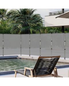 Real Scene Effect of Windscreen4less Gray 4'x24' Outdoor Fence Fencing Kit with Stainless Steel Poles Privacy Fence for Dog Yard Pool Garden Safety Temporary Fence Fabric Included(Customized) 