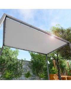 Real Scene Effect of Windscreen4less Custom Size Terylene Waterproof 2-24ft x 2-40ft Rectangle Straight Edge Sun Shade Sail Canopy With Grommets in Color Light Gray for Outdoor Patio Backyard UV Block Awning with Steel D-Rings (3 Year Warranty)