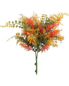 2 PCS Artificial Bushes Plants Stems Faux Plant Greenery Decoration for Indoor Outdoor (Green Red Orange)