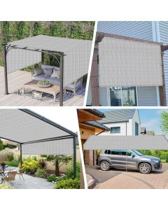Real Scene Effect of Windscreen4less Light Gray 10ft. W x 12ft. H Outdoor Pergola Replacement Shade Cover Canopy for Patio Privacy Shade Screen Panel with Grommets on 2 Sides Includes Weighted Rods Breathable UV Block (3 Year Warranty)-Custom Sizes Available