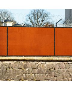 Real Scene Effect of Windscreen4less Custom Size 1-16ft x 1-90ft Heavy Duty Privacy Fence Screen in Color Orange with Brass Grommet 95% Blockage Windscreen Outdoor Mesh Fencing Cover Netting 240GSM Fabric w/7-Year Warranty