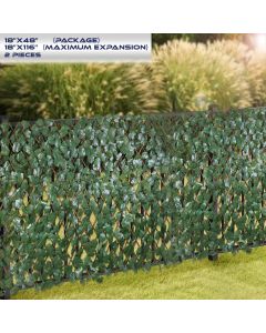 Real Scene Effect of Windscreen4less Artificial Leaf Faux Ivy Expandable/Stretchable Privacy Fence Screen Single Side Leaves 2pcs