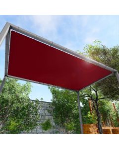 Real Scene Effect of Windscreen4less Custom Size Terylene Waterproof 2-24ft x 2-40ft Rectangle Straight Edge Sun Shade Sail Canopy With Grommets in Color Red for Outdoor Patio Backyard UV Block Awning with Steel D-Rings (3 Year Warranty)