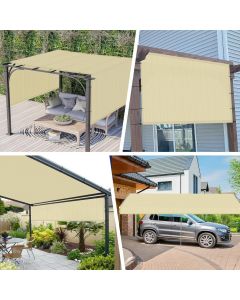 Real Scene Effect of Windscreen4less Beige 8ft. W x 12ft. H Outdoor Pergola Replacement Shade Cover Canopy for Patio Privacy Shade Screen Panel with Grommets on 2 Sides Includes Weighted Rods Breathable UV Block (3 Year Warranty)-Custom Sizes Available