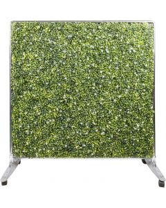 Windscreen4less L 60" x H 60" Mobile Privacy Fence Hedge Divider with Wheels Movable Backdrops Room Space Divider Office Decor with Artificial Green Grass on Both Sides
