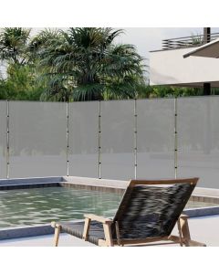 Real Scene Effect of Windscreen4less Gray 6'x24' Outdoor Fence Fencing Kit with Stainless Steel Poles Privacy Fence for Dog Yard Pool Garden Safety Temporary Fence Fabric Included(Customized) 