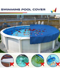 Real Scene Effect of Windscreen4less Blue Pool Cover for Above Ground Pools Round Winter Pool Cover for 18ft Swimming Pools, Pool Safety Cover