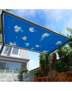 Real Scene Effect of Windscreen4less Custom Size Terylene Waterproof 2-24ft x 2-40ft Rectangle Straight Edge Sun Shade Sail Canopy With Grommets in Color Sky for Outdoor Patio Backyard UV Block Awning with Steel D-Rings (3 Year Warranty)