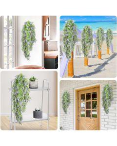 Real Scene Effect of 2 PCS Faux Plants Artificial Leaf Decoration for Home Garden Porch Party Indoor Outdoor (Green Light Purple)